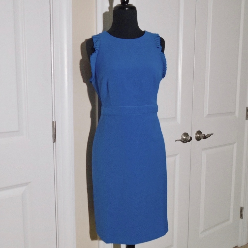ANN TAYLOR NWT Blue Doubleweave Sheath Dress 6P - Picture 4 of 9